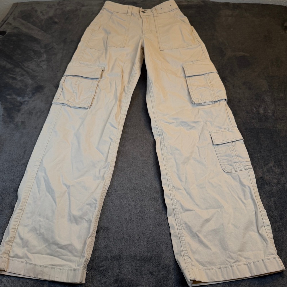 Hollister Ultra High-Rise Baggy Cargo Pants Womens 00 Regular Beige Pockets